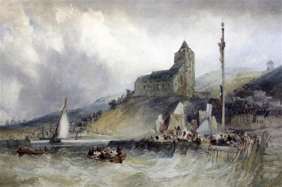 William Callow (1812-1908) Entrance to the port, Treport, Normandy 16 x 25in.